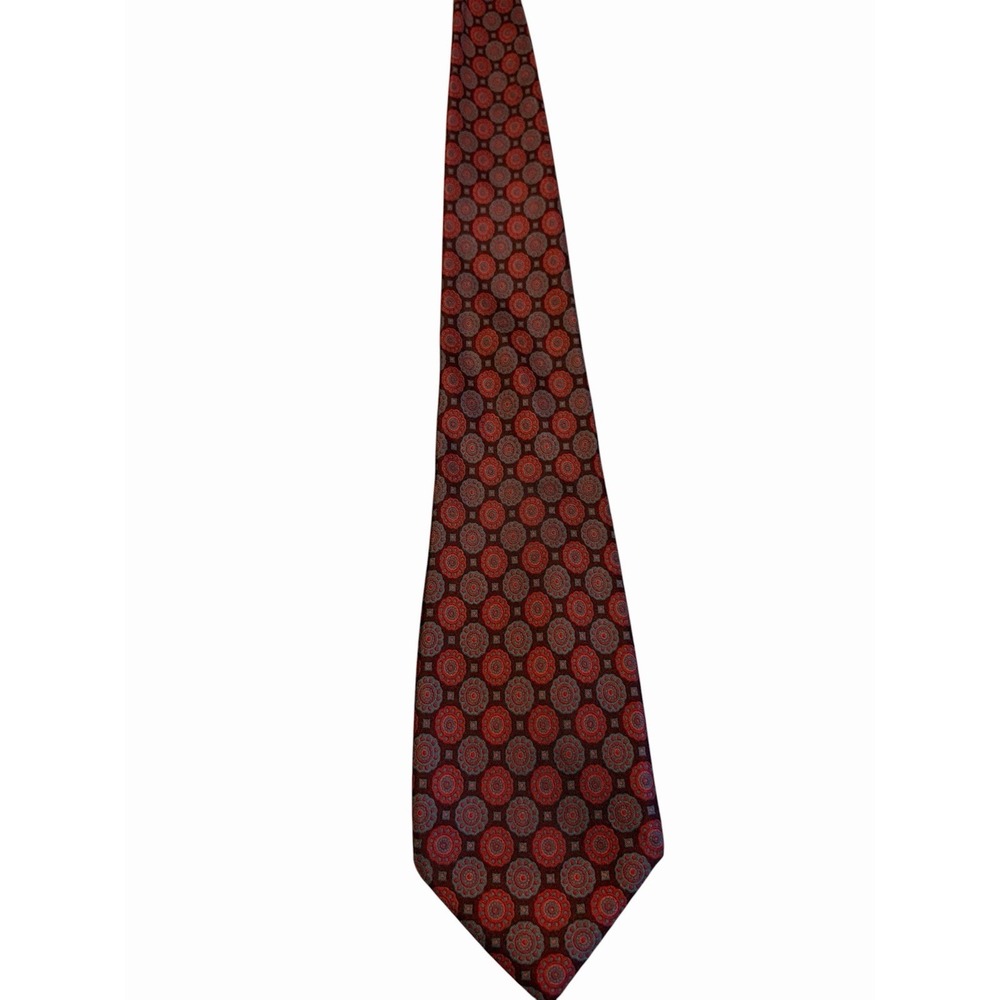 Paco Rabanne 100% Silk Men's Tie Red Burgundy Blue Geometric Designer